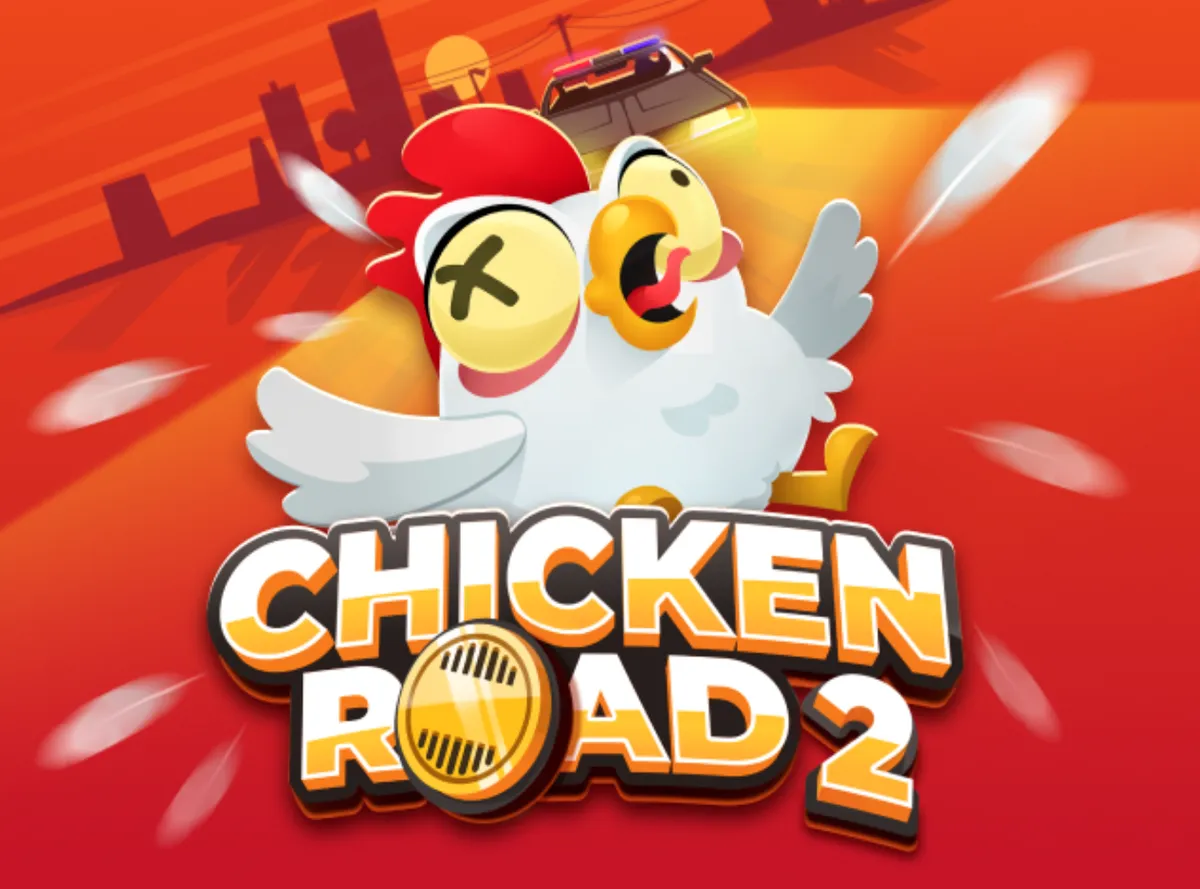 Chicken Road 2 logo art with a chicken in a red cap